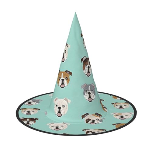 SDFHU Englische Bulldogge Gesichter Druck Party Hut Halloween Karneval Hexen Hüte für Mottopartys Cosplay Urlaub Dekor SDFHU Englische Bulldogge Gesichter Druck Party Hut Halloween Karneval Hexen Hüte für Mottopartys Cosplay Urlaub Dekor von SDFHU