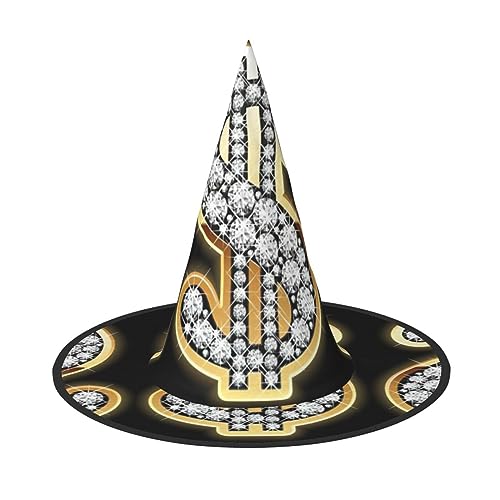 SDFHU Goldfarbener Dollarzeichen-Druck, Partyhut, Halloween, Karneval, Hexenhüte für Mottopartys, Cosplay, Urlaubsdekoration SDFHU Goldfarbener Dollarzeichen-Druck, Partyhut, Halloween, Karneval, Hexenhüte für Mottopartys, Cosplay, Urlaubsdekoration von SDFHU