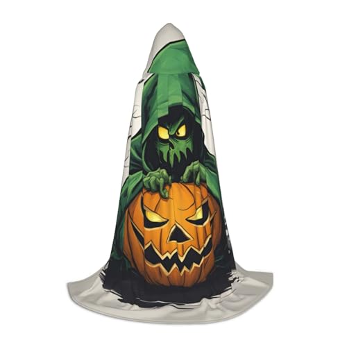 SDFHU Grüner Geist Horror Halloween Kürbis 1 Druck Karneval Thema Dekor Kapuzenumhang für Hexenkostüm Vampir Rollenspiel Halloween von SDFHU