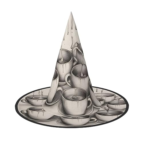 SDFHU Handgezeichnete Teekannen und Tassen, bedruckt, Partyhut, Halloween, Karneval, Hexenhüte für Mottopartys, Cosplay, Urlaubsdekoration SDFHU Handgezeichnete Teekannen und Tassen, bedruckt, Partyhut, Halloween, Karneval, Hexenhüte für Mottopartys, Cosplay, Urlaubsdekoration von SDFHU