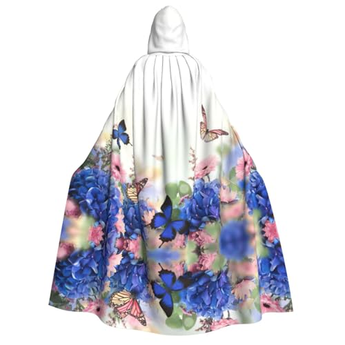 SDFHU Hortensien, Gänseblümchen, Schmetterlinge, Druck, Karneval, stilvoller Umhang mit Kapuze, für Cosplay, Maskerade, Bälle und Themenveranstaltungen SDFHU Hortensien, Gänseblümchen, Schmetterlinge, Druck, Karneval, stilvoller Umhang mit Kapuze, für Cosplay, Maskerade, Bälle und Themenveranstaltungen von SDFHU