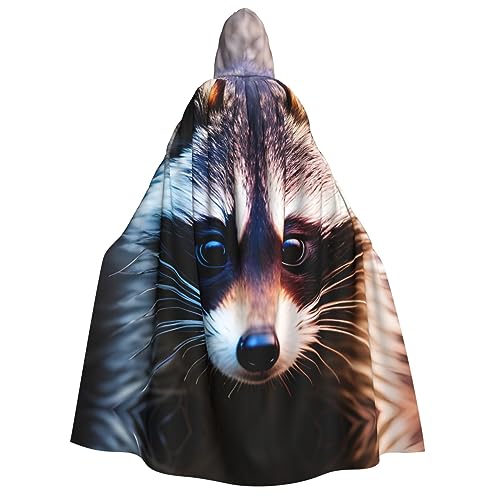 SDFHU Kleiner Waschbär-Gesichtsaufdruck, Karneval, stilvoller Umhang mit Kapuze für Cosplay, Maskerade, Bälle und Themenveranstaltungen SDFHU Kleiner Waschbär-Gesichtsaufdruck, Karneval, stilvoller Umhang mit Kapuze für Cosplay, Maskerade, Bälle und Themenveranstaltungen von SDFHU