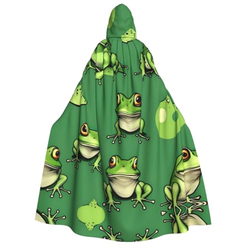 SDFHU Lustiger grüner Frosch-Druck, Karneval, stilvoller Umhang mit Kapuze, für Cosplay, Maskerade, Bälle und Themenveranstaltungen von SDFHU