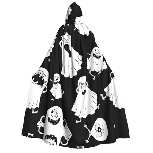 SDFHU Lustiger weißer Geister-Druck, Karneval, stilvoller Umhang mit Kapuze für Cosplay, Maskerade, Bälle und Themenveranstaltungen SDFHU Lustiger weißer Geister-Druck, Karneval, stilvoller Umhang mit Kapuze für Cosplay, Maskerade, Bälle und Themenveranstaltungen von SDFHU