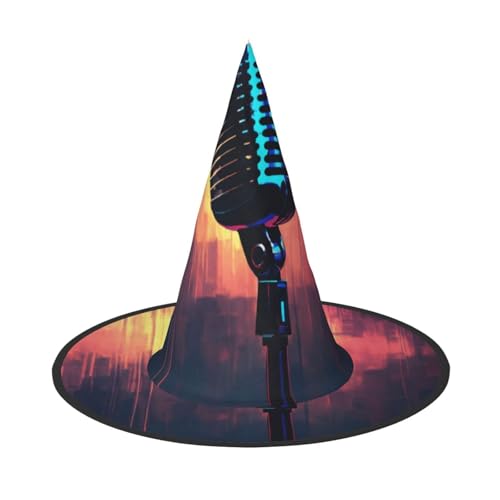 SDFHU Mikrofon mit Musiknoten-Druck, Partyhut, Halloween, Karneval, Hexenhüte für Mottopartys, Cosplay, Urlaubsdekoration SDFHU Mikrofon mit Musiknoten-Druck, Partyhut, Halloween, Karneval, Hexenhüte für Mottopartys, Cosplay, Urlaubsdekoration von SDFHU