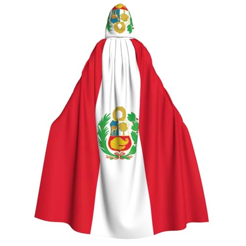 SDFHU Modischer Umhang mit Peru-Flagge und Kapuze, für Cosplay, Maskerade, Bälle und Themenveranstaltungen von SDFHU