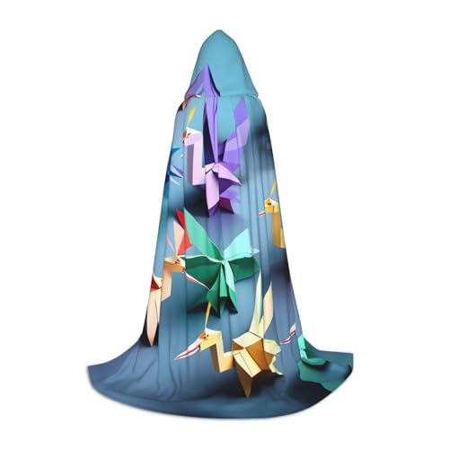SDFHU Origami, mehrfarbiger Papierbastelkranichdruck, Karnevals-Thema, Dekoration, Kapuzenumhang für Hexenkostüm, Vampir, Rollenspiel, Halloween von SDFHU
