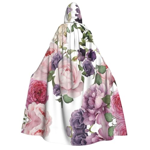 SDFHU Rosafarbener Rosen-Druck, Karneval, stilvoller Umhang mit Kapuze für Cosplay, Maskerade, Bälle und Themenveranstaltungen SDFHU Rosafarbener Rosen-Druck, Karneval, stilvoller Umhang mit Kapuze für Cosplay, Maskerade, Bälle und Themenveranstaltungen von SDFHU