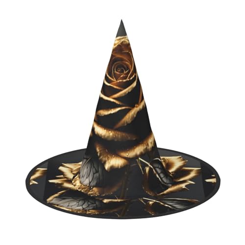SDFHU Schwarz-goldener Blumen-Druck, Partyhut, Halloween, Karneval, Hexenhüte für Mottopartys, Cosplay, Urlaubsdekoration SDFHU Schwarz-goldener Blumen-Druck, Partyhut, Halloween, Karneval, Hexenhüte für Mottopartys, Cosplay, Urlaubsdekoration von SDFHU