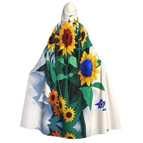 SDFHU Stilvoller Umhang mit Sonnenblumen-Bienen-Druck, mit Kapuze, für Cosplay, Maskerade, Bälle und Themenveranstaltungen SDFHU Stilvoller Umhang mit Sonnenblumen-Bienen-Druck, mit Kapuze, für Cosplay, Maskerade, Bälle und Themenveranstaltungen von SDFHU