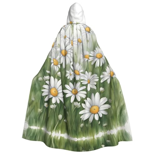 SDFHU Weißer Gänseblümchen-Druck, Karneval, stilvoller Umhang mit Kapuze für Cosplay, Maskerade, Bälle und Themenveranstaltungen SDFHU Weißer Gänseblümchen-Druck, Karneval, stilvoller Umhang mit Kapuze für Cosplay, Maskerade, Bälle und Themenveranstaltungen von SDFHU