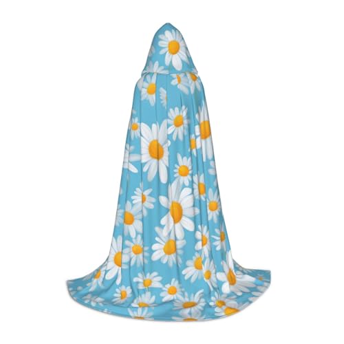 SDFHU Weißes Gänseblümchen auf hellblauem Hintergrund, Karnevals-Themen-Dekor, Kapuzenumhang für Hexenkostüm, Vampir, Rollenspiel, Halloween SDFHU Weißes Gänseblümchen auf hellblauem Hintergrund, Karnevals-Themen-Dekor, Kapuzenumhang für Hexenkostüm, Vampir, Rollenspiel, Halloween von SDFHU
