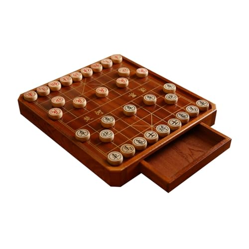 2-in-1-magnetisches chinesisches Schach- und Dame-Set mit Aufbewahrungsschublade, tragbares Xiangqi-Brettspiel-Strategiespiel for 2 Spieler(18.9 x 16.7 x 1.9in) von SDFSDE