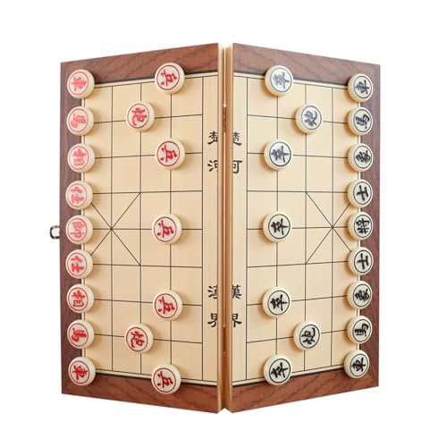 Chinesisches Schach Xiangqi, magnetische Spielsteine, Reisebrettspielset mit faltbarem Schachbrett, traditionelle pädagogische Strategiespiele(15.3 x 15.3in) von SDFSDE