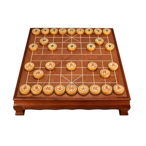 Chinesisches Schach Xiangqi mit Schachfiguren aus Holz und Tisch, traditionelle Klassische Lernstrategiespiele, Reisebrettset inklusive Aufbewahrungsbox(Gold Sandalwood) von SDFSDE