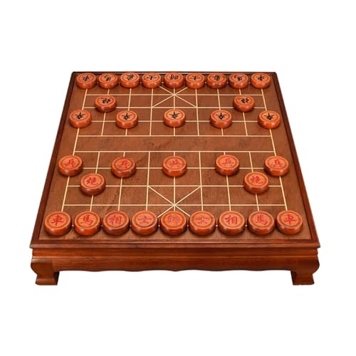 Chinesisches Schach Xiangqi mit Schachfiguren aus Holz und Tisch, traditionelle Klassische Lernstrategiespiele, Reisebrettset inklusive Aufbewahrungsbox(Red Rosewood) von SDFSDE