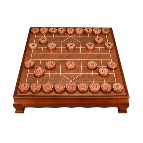 Chinesisches Schach Xiangqi mit Schachfiguren aus Holz und Tisch, traditionelle Klassische Lernstrategiespiele, Reisebrettset inklusive Aufbewahrungsbox(Rosewood) von SDFSDE