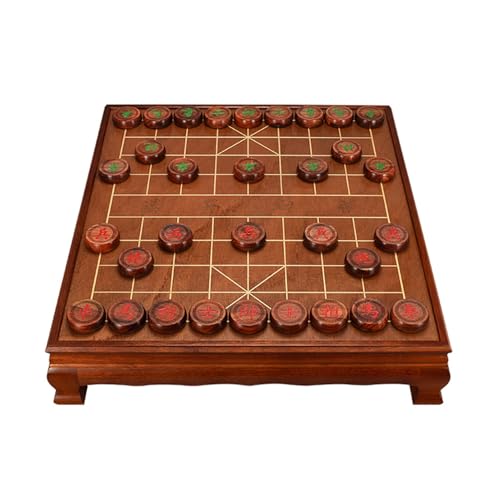 Chinesisches Schach Xiangqi mit Schachfiguren aus Holz und Tisch, traditionelle Klassische Lernstrategiespiele, Reisebrettset inklusive Aufbewahrungsbox(Siam Rosewood) von SDFSDE