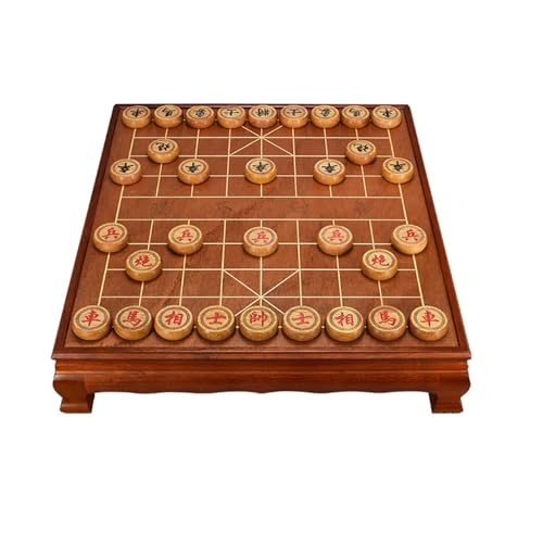 Chinesisches Schach Xiangqi mit Schachfiguren aus Holz und Tisch, traditionelle Klassische Lernstrategiespiele, Reisebrettset inklusive Aufbewahrungsbox(Wenge) von SDFSDE