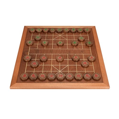 Chinesisches Schach Xiangqi mit Schachfiguren und Schachbrett aus Holz, traditionelle Klassische Lernstrategiespiele, Reisebrettset inklusive Aufbewahrungsbox(Ox-Horn Wood) von SDFSDE