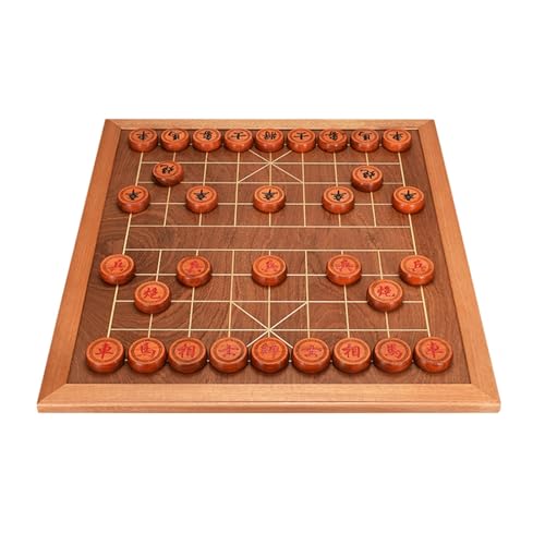 Chinesisches Schach Xiangqi mit Schachfiguren und Schachbrett aus Holz, traditionelle Klassische Lernstrategiespiele, Reisebrettset inklusive Aufbewahrungsbox(Red Rosewood) von SDFSDE