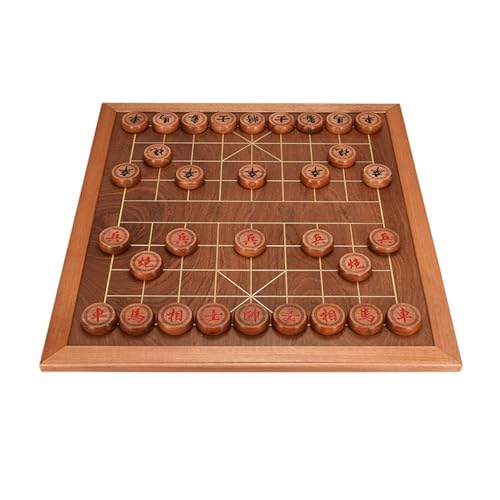 Chinesisches Schach Xiangqi mit Schachfiguren und Schachbrett aus Holz, traditionelle Klassische Lernstrategiespiele, Reisebrettset inklusive Aufbewahrungsbox(Rosewood) von SDFSDE