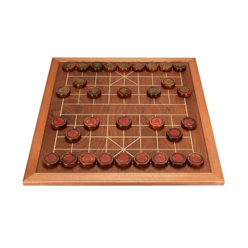 Chinesisches Schach Xiangqi mit Schachfiguren und Schachbrett aus Holz, traditionelle Klassische Lernstrategiespiele, Reisebrettset inklusive Aufbewahrungsbox(Siam Rosewood) von SDFSDE