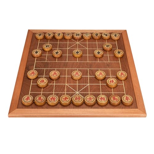 Chinesisches Schach Xiangqi mit Schachfiguren und Schachbrett aus Holz, traditionelle Klassische Lernstrategiespiele, Reisebrettset inklusive Aufbewahrungsbox(Wenge) von SDFSDE