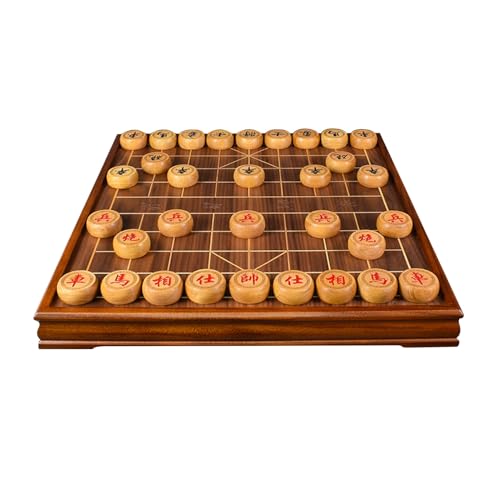 Chinesisches Schach Xiangqi mit hölzernen Schachfiguren und Schachbrett, traditionelles klassisches Lernstrategiespiel, Reisebrettset(Gold Sandalwood) von SDFSDE