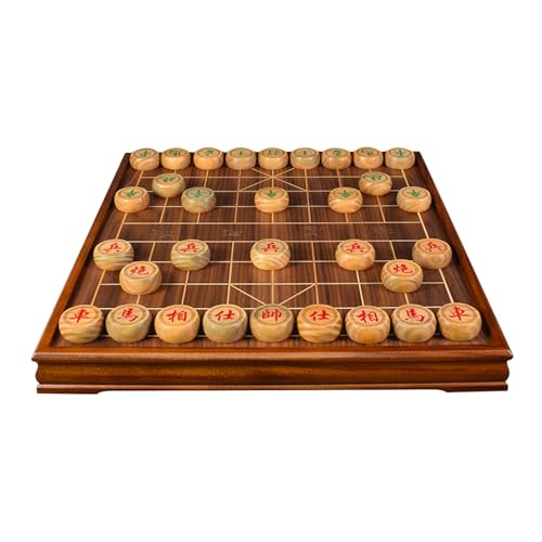 Chinesisches Schach Xiangqi mit hölzernen Schachfiguren und Schachbrett, traditionelles klassisches Lernstrategiespiel, Reisebrettset(Green Sandalwood) von SDFSDE
