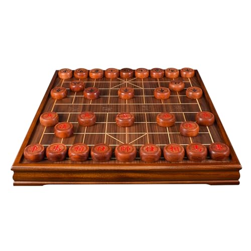Chinesisches Schach Xiangqi mit hölzernen Schachfiguren und Schachbrett, traditionelles klassisches Lernstrategiespiel, Reisebrettset(RED Rosewood) von SDFSDE