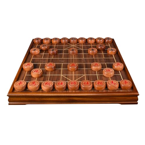 Chinesisches Schach Xiangqi mit hölzernen Schachfiguren und Schachbrett, traditionelles klassisches Lernstrategiespiel, Reisebrettset(Rosewood) von SDFSDE
