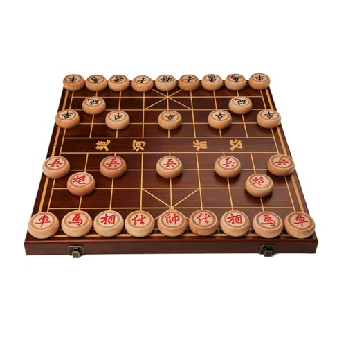 Chinesisches Schach for 2 Spieler, Strategie-Brettspiele, Reise-Brettspiel-Set mit Buchenholzstücken und faltbarem Schachbrett(4.8cm/1.9in) von SDFSDE
