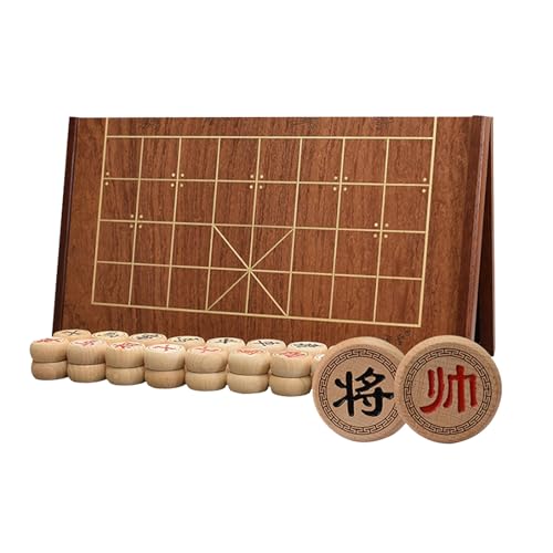 Chinesisches Schachspiel-Set mit Buchenholzfiguren und faltbarem Schachbrett, tragbares Xiangqi-Strategiespiel for 2 Spieler(5.8cm/2.3in) von SDFSDE