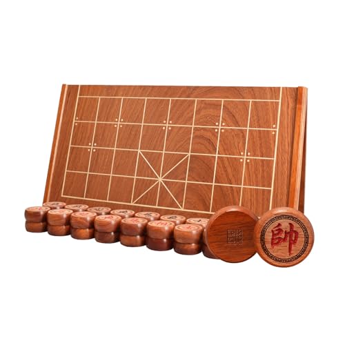 Chinesisches Schachspiel-Set mit Sandelholzfiguren und faltbarem Schachbrett, tragbares Xiangqi-Lernstrategiespiel for 2 Spieler(4.8cm/1.9in) von SDFSDE