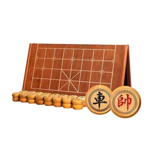 Chinesisches Schachspiel-Set mit Sandelholzfiguren und faltbarem Schachbrett, tragbares Xiangqi-Strategiespiel for 2 Spieler(5.8cm/2.3in) von SDFSDE