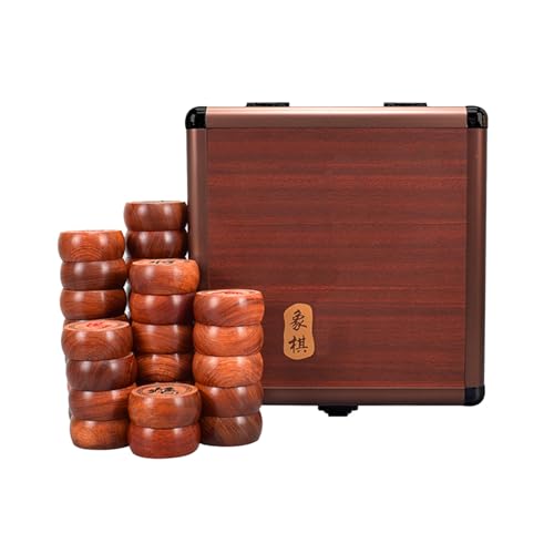 Chinesisches Schachspiel aus Palisander, traditionelles Xiangqi, klassisches pädagogisches Strategie-Brettspiel for 2 Spieler mit Aluminiumbox und Schachbrett aus Leder(5.8cm/2.3in) von SDFSDE