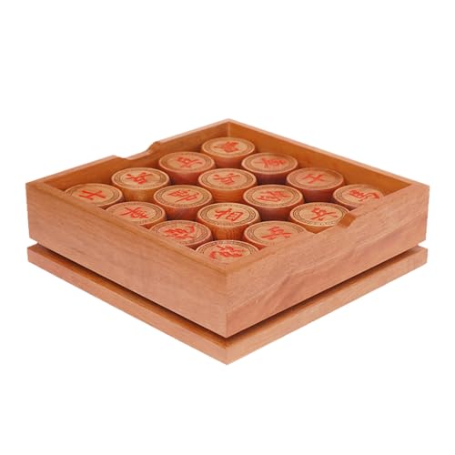 Chinesisches Schachspiel aus Palisander, traditionelles Xiangqi, klassisches pädagogisches Strategie-Brettspiel for 2 Spieler mit Holzkiste und Lederschachbrett von SDFSDE