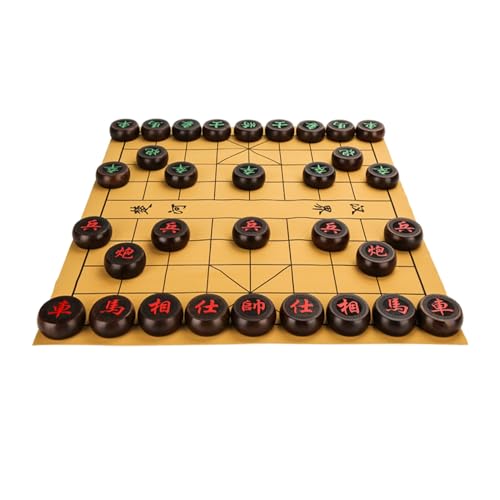 Chinesisches Schachspiel mit Lederschachbrett Xiangqi Reisebrettspielset Strategiebrettspiele for 2 Spieler(Ebony,5.8cm/2.3in) von SDFSDE