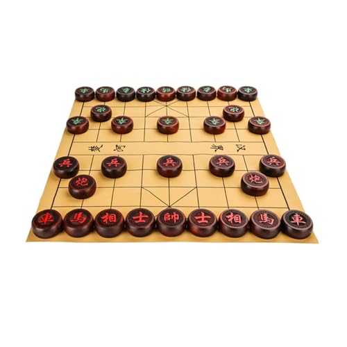 Chinesisches Schachspiel mit Lederschachbrett Xiangqi Reisebrettspielset Strategiebrettspiele for 2 Spieler(Sandalwood,4.8cm/1.9in) von SDFSDE