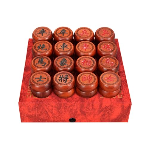 Chinesisches Schachspiel mit Rosenholzfiguren und Lederschachbrett, traditionelles Xiangqi, klassisches pädagogisches Strategie-Brettspiel for 2 Spieler(4.8 x 2cm/1.9 x 0.8in) von SDFSDE