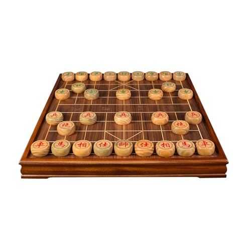 Chinesisches Schachspiel mit Schachfiguren aus Massivholz, tragbares Xiangqi for 2 Spieler, Strategie-Brettspiele(Green Sandalwood) von SDFSDE