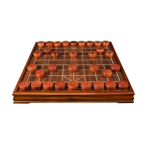 Chinesisches Schachspiel mit Schachfiguren aus Massivholz, tragbares Xiangqi for 2 Spieler, Strategie-Brettspiele(Red Rosewood) von SDFSDE