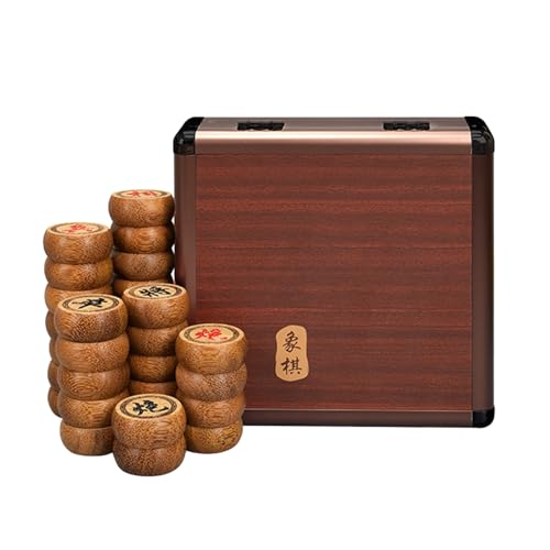 Chinesisches Schachspiel mit Wenge-Figuren und Lederschachbrett, traditionelles Xiangqi, klassisches pädagogisches Strategie-Brettspiel for 2 Spieler(Aluminium Box) von SDFSDE