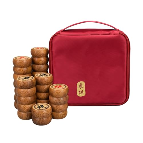 Chinesisches Schachspiel mit Wenge-Figuren und Lederschachbrett, traditionelles Xiangqi, klassisches pädagogisches Strategie-Brettspiel for 2 Spieler(Bag) von SDFSDE