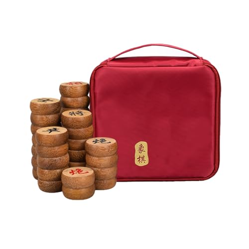 Chinesisches Schachspiel mit Wenge-Figuren und Lederschachbrett, traditionelles Xiangqi, klassisches pädagogisches Strategie-Brettspiel for 2 Spieler(Bag) von SDFSDE
