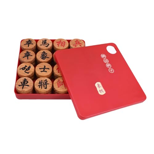 Chinesisches Schachspiel mit Wenge-Figuren und Lederschachbrett, traditionelles Xiangqi, klassisches pädagogisches Strategie-Brettspiel for 2 Spieler(Plastic Box) von SDFSDE