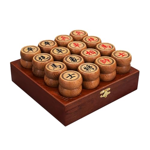 Chinesisches Schachspiel mit Wenge-Figuren und Lederschachbrett, traditionelles Xiangqi, klassisches pädagogisches Strategie-Brettspiel for 2 Spieler(Wooden Box) von SDFSDE