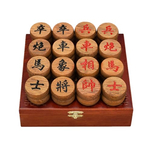 Chinesisches Schachspiel mit Wenge-Figuren und Lederschachbrett, traditionelles Xiangqi, klassisches pädagogisches Strategie-Brettspiel for 2 Spieler(Wooden Box) von SDFSDE
