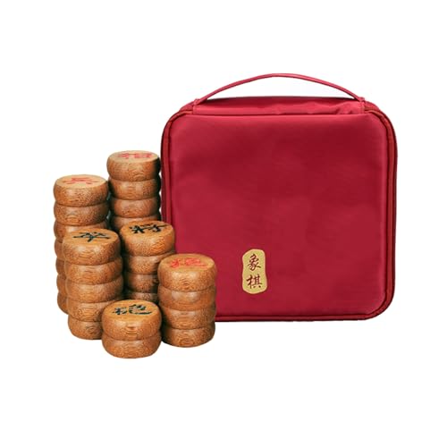 Chinesisches Schachspiel mit Wenge-Figuren und Lederschachbrett. Traditionelles Xiangqi, klassisches pädagogisches Strategie-Brettspiel for 2 Spieler(Bag) von SDFSDE